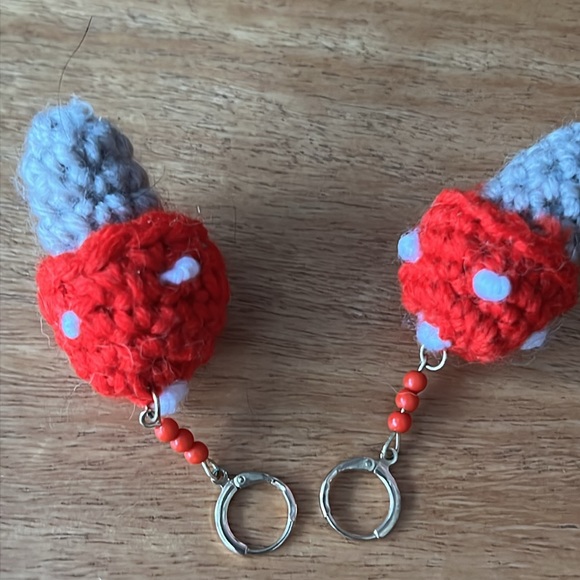 Knitted Mushroom Earrings - Picture 2 of 4